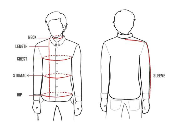 men’s dress shirt measurements